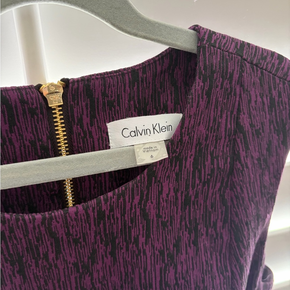 Calvin Klein Black and Purple Patterned Dress